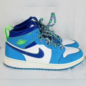 Nike Air Jordan 1 Mid Youth shoes Size 6.5Y Sprite Blue White Green DA8010-400